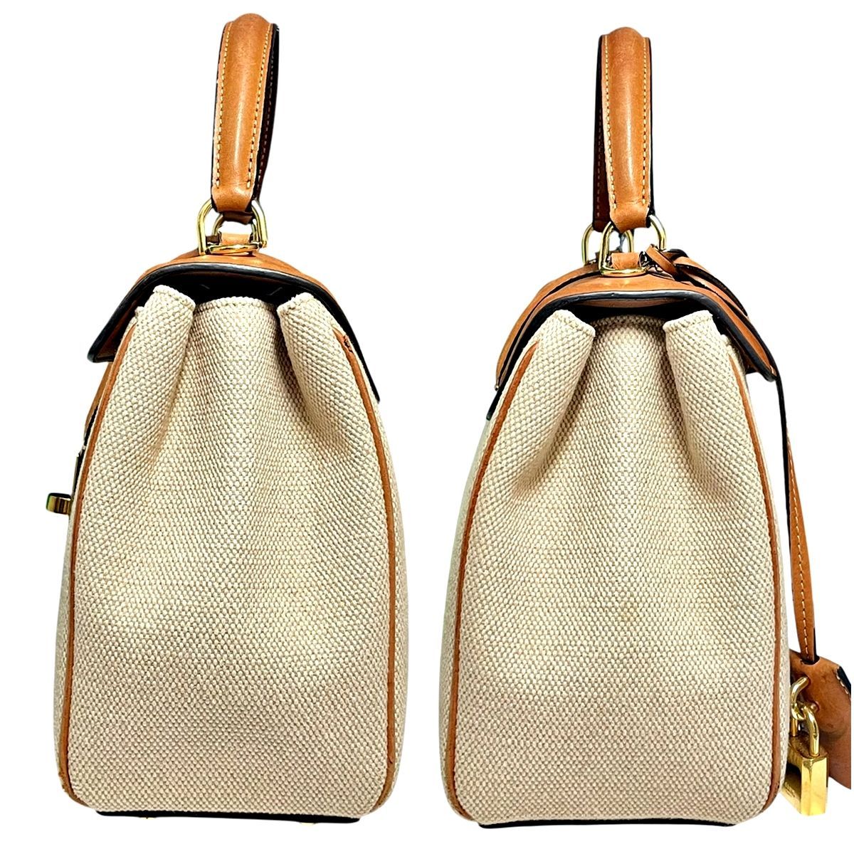 【中古】 CELINE セリーヌ ショルダーバッグ スモール16セーズバッグ テキスタイル&ナチュラルカーフ 188002ENK.02NT キャンバス ハンドバッグ 2way ゴールド金具 レディース 25033507 MK 中古】 CELINE セリーヌ ショルダーバッグ スモール16セーズバッグ