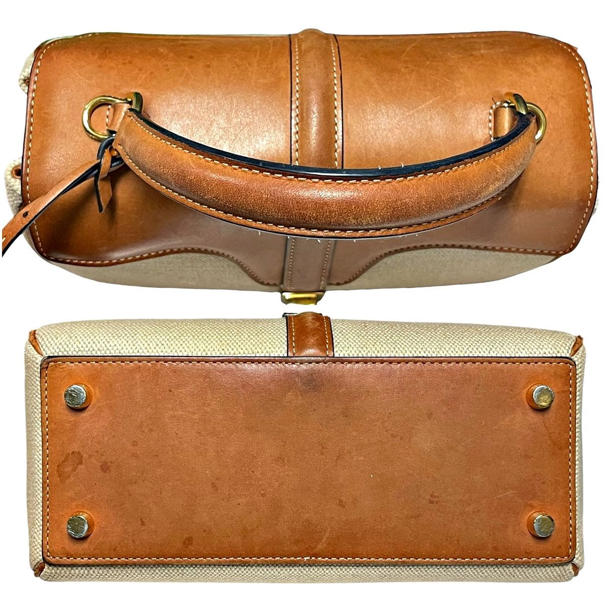 【中古】 CELINE セリーヌ ショルダーバッグ スモール16セーズバッグ テキスタイル&amp;ナチュラルカーフ 188002ENK.02NT キャンバス ハンドバッグ 2way ゴールド金具 レディース 25033507 MK 中古】 CELINE セリーヌ ショルダーバッグ スモール16セーズバッグ