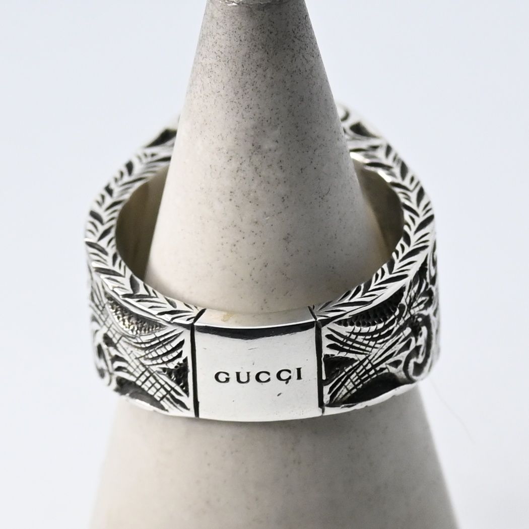 研磨済】 GUCCI リング 11号 ハートエングレービング アラベスク