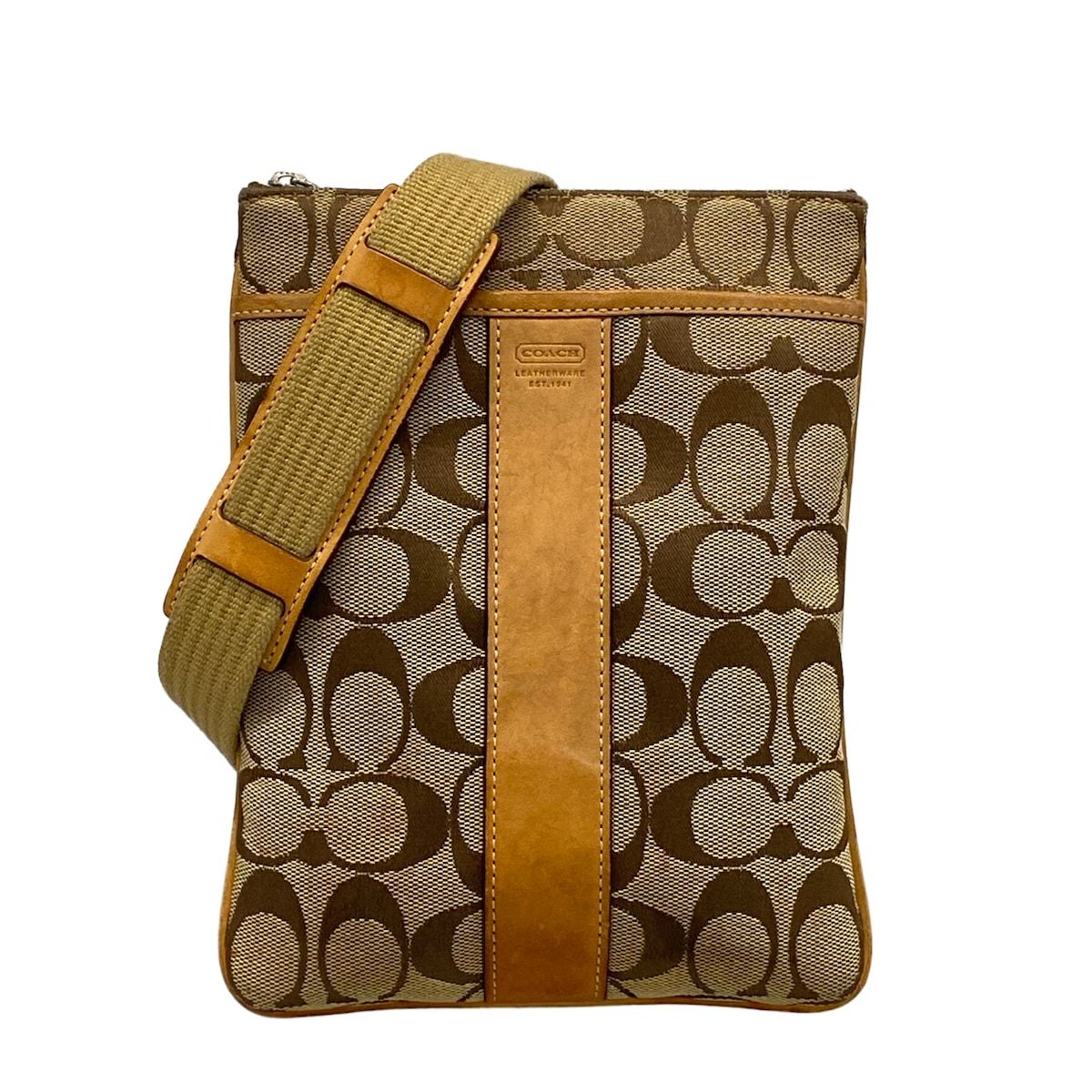 COACH(コーチ) ショルダーバッグ シグネチャー柄 カーキ×ライト 