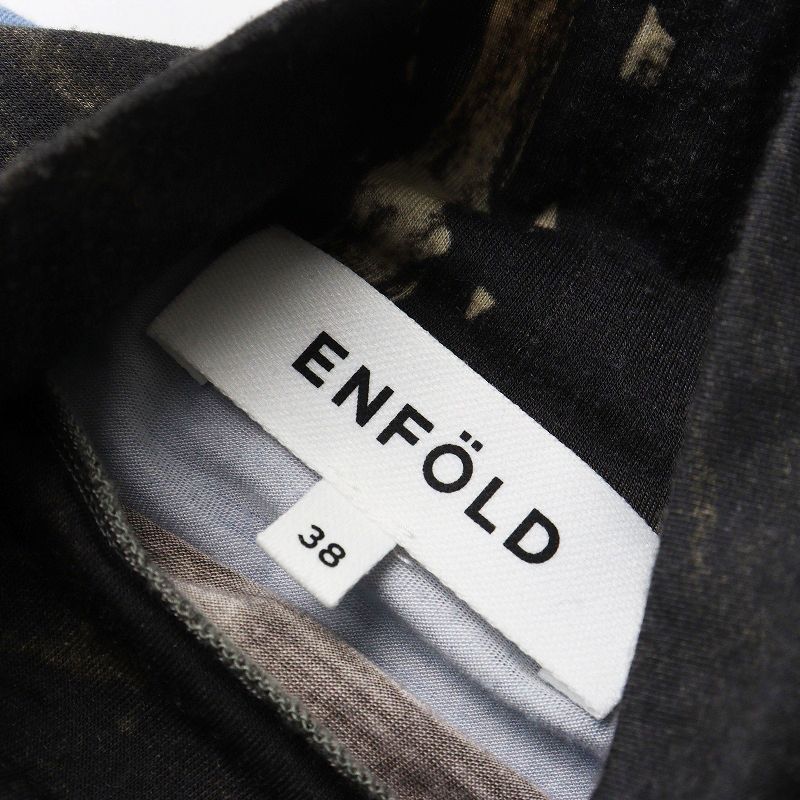エンフォルド ENFOLD ストレッチ アートプリント 長袖カットソー 38 グレー基調マルチカラー┃トップス ロンTシャツ【2400014896732】 ENFOLD - エンフォルド ENFOLD ストレッチ アートプリント 長袖