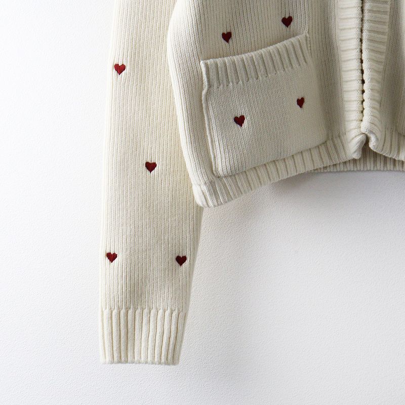 美品 定価47300円 ツルバイマリコオイカワ TSURU by Mariko OikawaPandora ハート刺繍ニットカーディガン F┃羽織り【2400014885378】 TSURU by Mariko Oikawa - 美品 定価47300円 ツルバイマリコオイカワ
