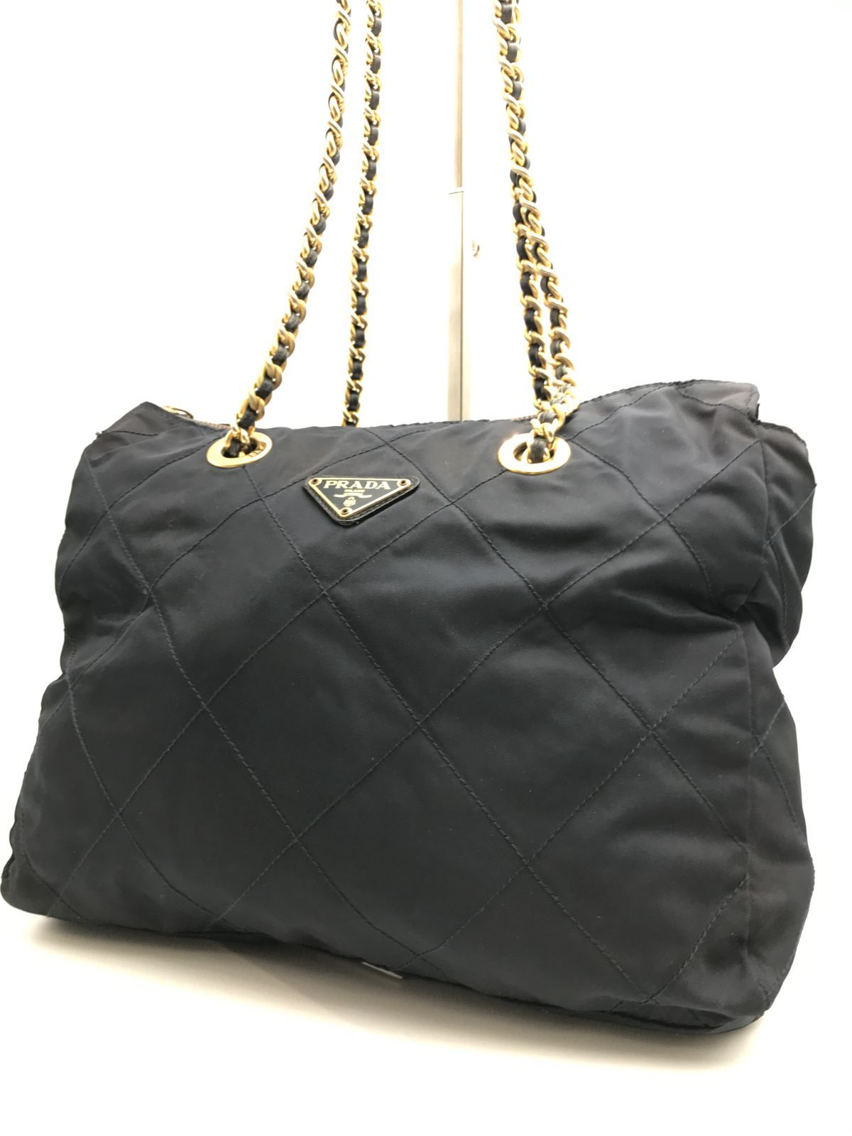 希少 PRADA プラダ チェーンショルダーバッグ キルティング テスート 