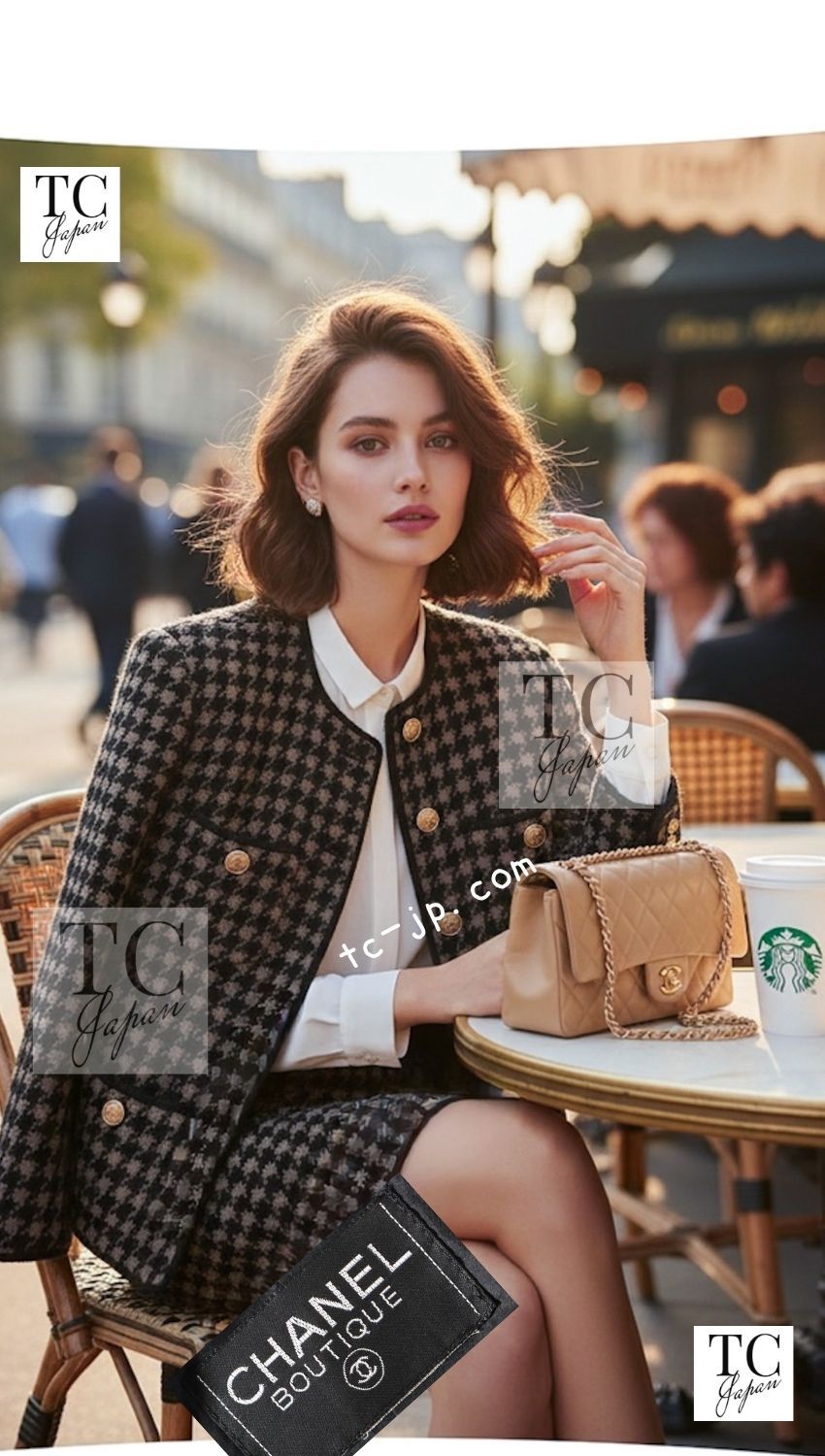 シャネル ジャケット スーツ CHANEL ヴィンテージ ブラウン ベージュ 