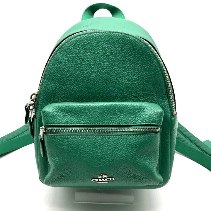 美品 COACH コーチ ミニ チャーリー ペブル レザー リュック バック