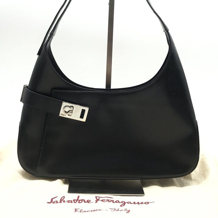 良品 Ferragamo フェラガモ ガンチーニ レザー ショルダー バッグ