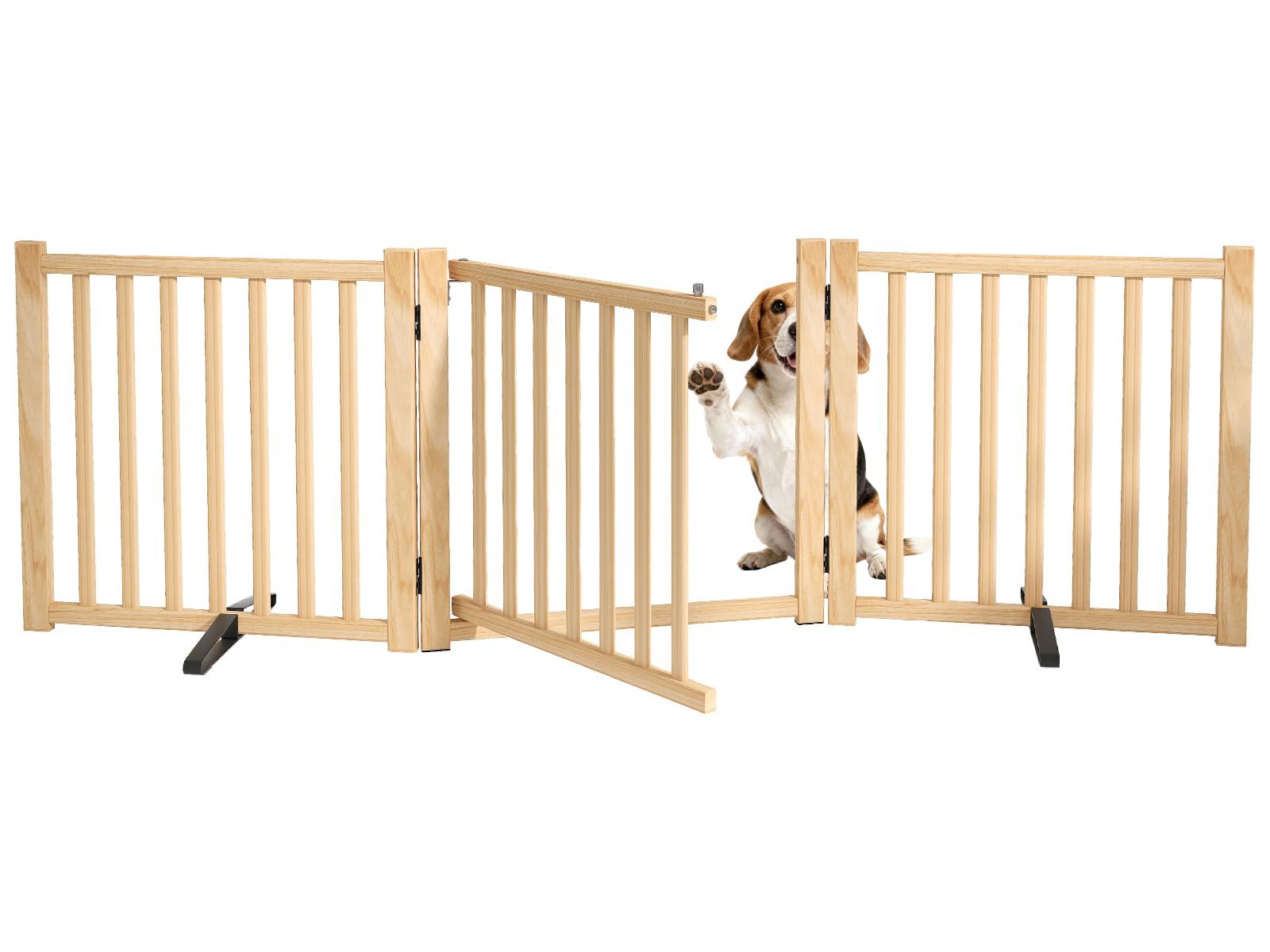 Oapety ペットゲート ドア付き 置くだけ 犬 ゲート ペットフェンス 高さ58cm 幅175cm 自立型ゲート 折りたたみ式 犬フェンス 室内用 ペット飛び出し防止柵 木製 玄関 軽量 7,826円