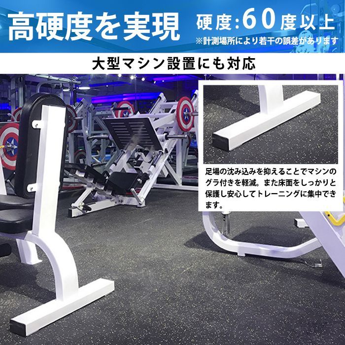 【8枚】 ゴムマット 20mm ジムマット ラバー トレーニングマット 防音 防振 床 ホームジム 筋トレ マット ダンベルマット ジム フロアマット 衝撃吸収 筋トレ 50角 厚手 フィットネス バーベル ホーム 連結パーツ付