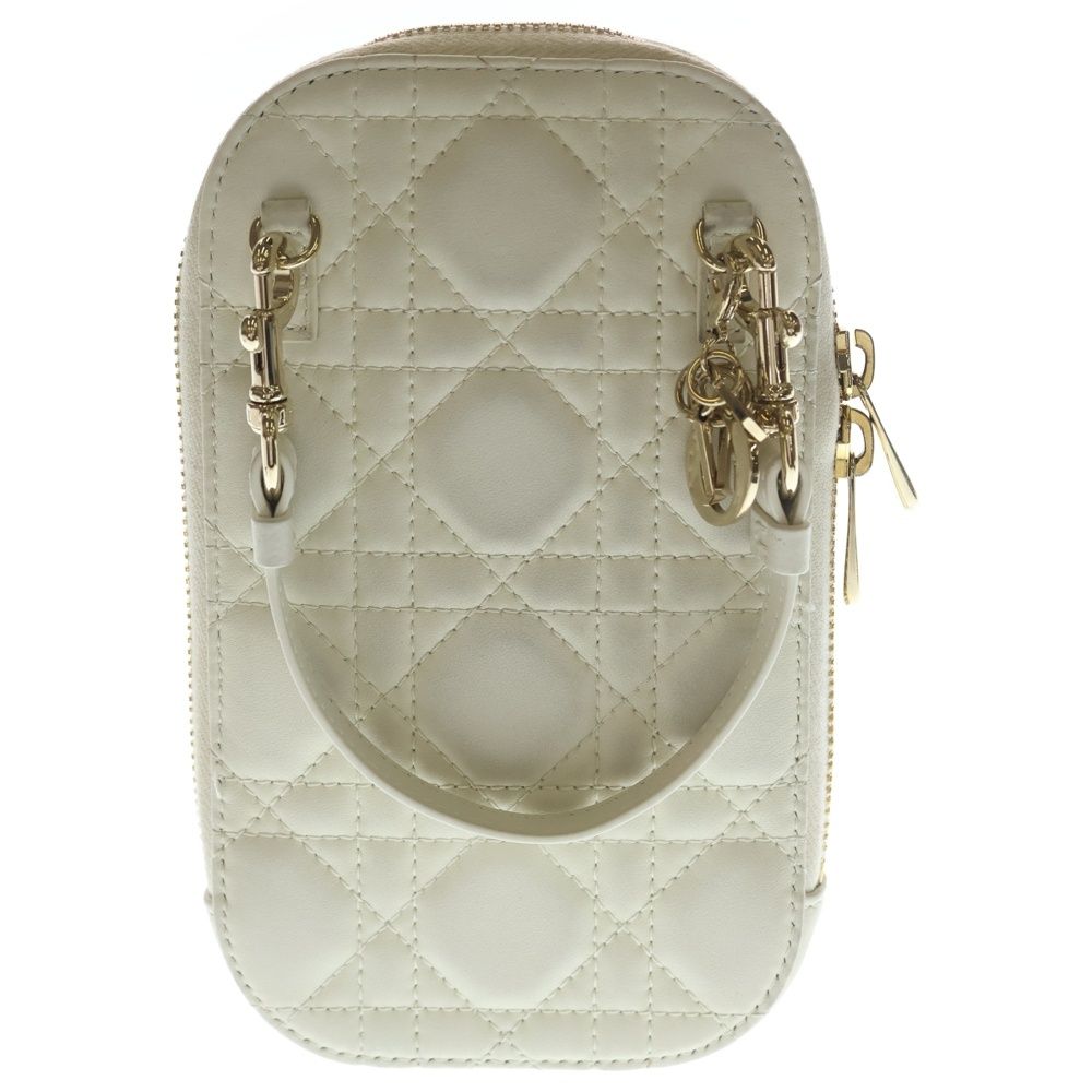 Christian Dior クリスチャンディオール フォンショルダー チェーンバッグ ミニバッグ ホワイト レザー ゴールド金具 Christian Dior (クリスチャンディオール) フォンショルダー チェーン