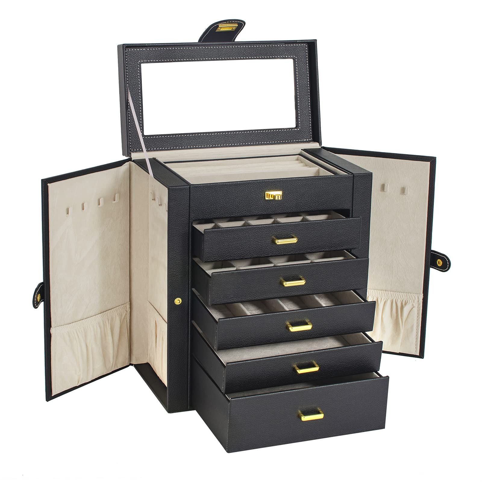 アクセサリー 新品 AKOZLIN 大容量 ジュエリーボックス 6段式