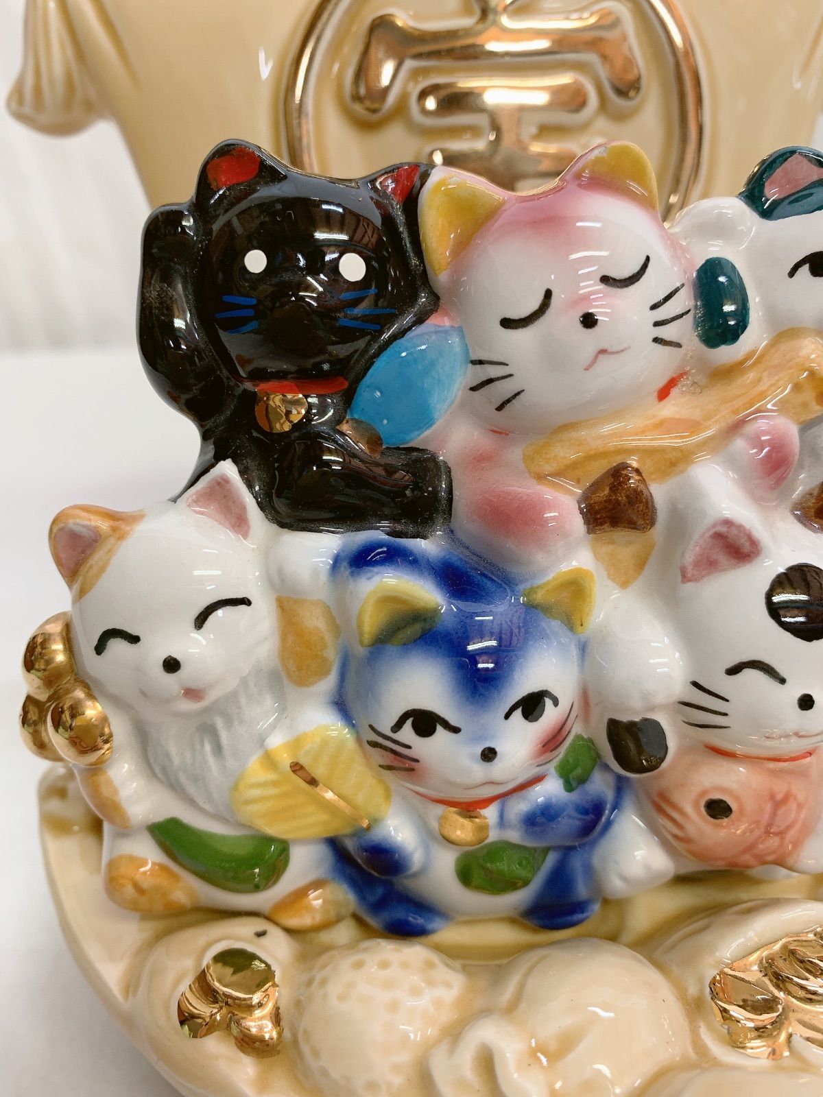 七福猫 七福神 猫 招き猫 ネコ 七福神置物 七福猫宝船 陶磁器 貯金箱 