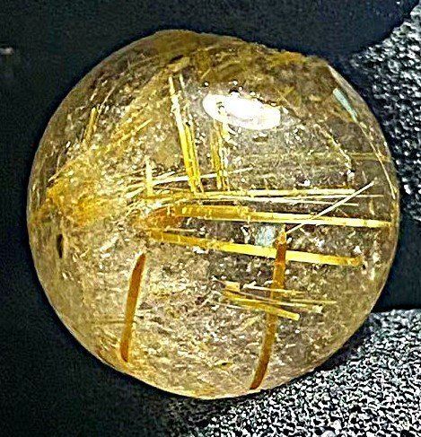 ☆天然タイチンルチルクォーツ☆丸玉☆太金針水晶太陽放射ルチルレア 