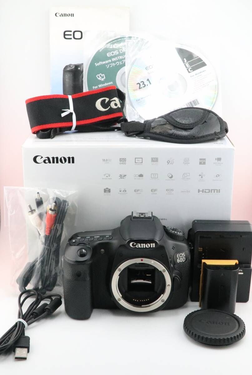 ☆キヤノン CANON EOS 60D ボディ 元箱・充電器・説明書・ストラップ付 