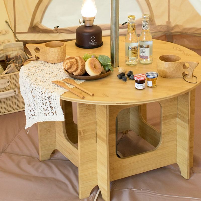 S'more スモア ワンポールセンターテーブル70 One Pole Center Table 70 ワンポールテントのセンターに設置が可能なウッドテーブル 35mmまでのポール幅に対応 有効活用しにくいセンターポール付近をテーブルでカバー