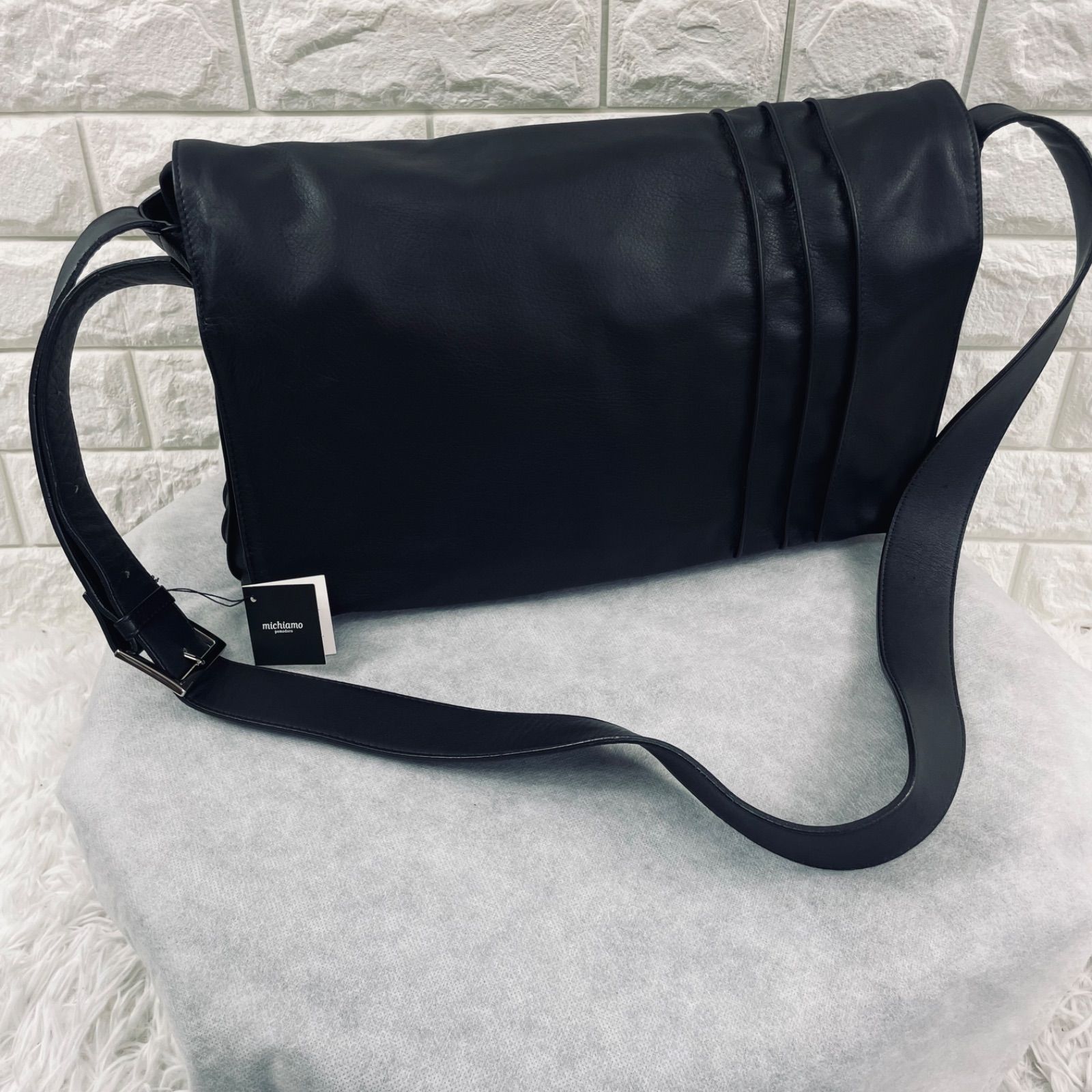 未使用・michiamo.pomodoro/ミキアモ、メッセンジャーショルダーバッグ 
