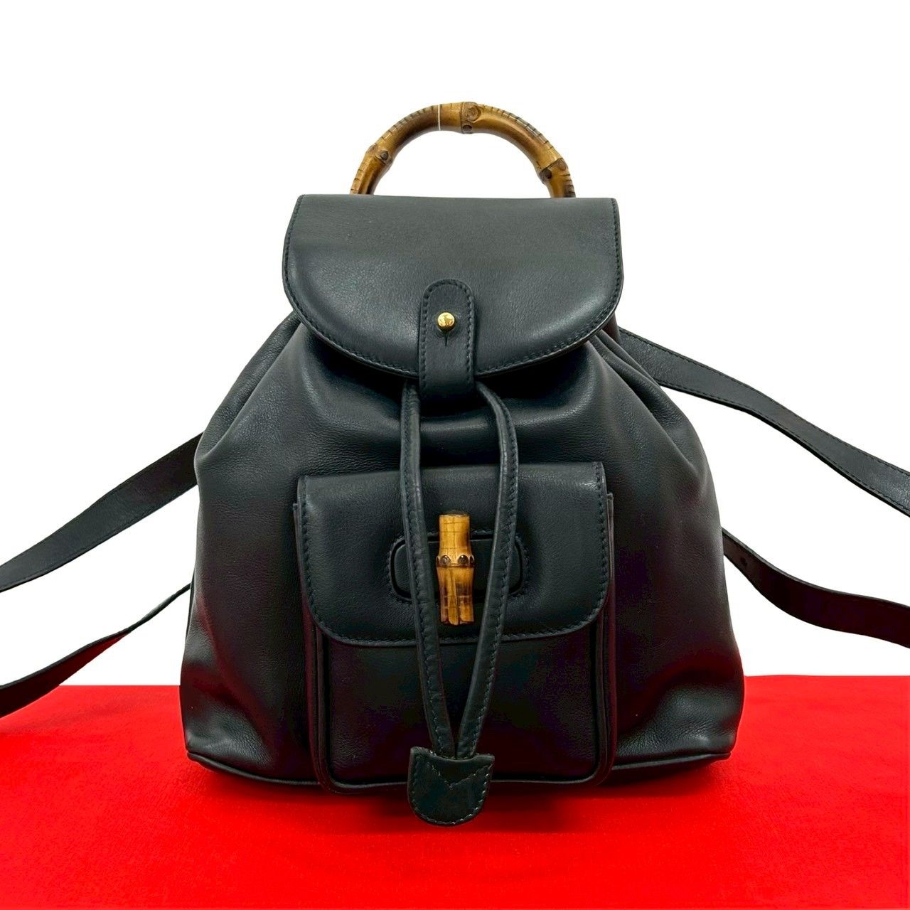 極 美品 GUCCI グッチ オールドグッチ ヴィンテージ バンブー レザー 