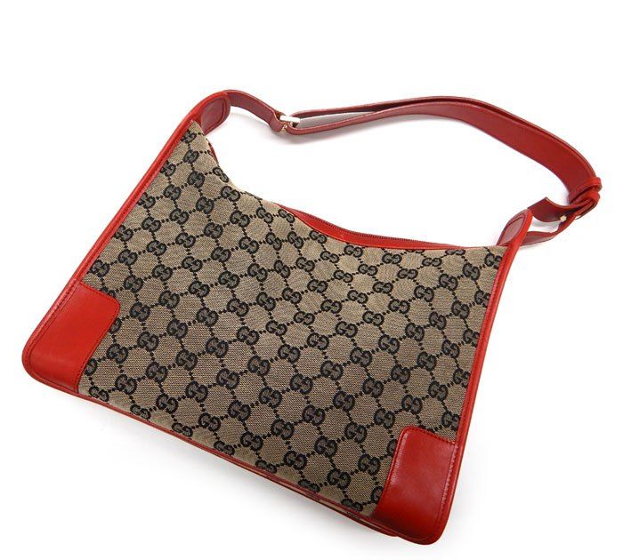 GUCCI グッチ/0014205/GG柄 キャンバス/ワンショルダーバッグ/レッド×ブラウン 赤×茶/レザー/FB3003 GUCCI グッチ/0014205/GG柄 キャンバス/ワンショルダーバッグ/レッド