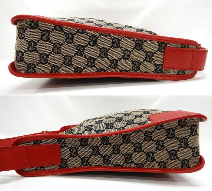 GUCCI グッチ/0014205/GG柄 キャンバス/ワンショルダーバッグ/レッド×ブラウン 赤×茶/レザー/FB3003 GUCCI グッチ/0014205/GG柄 キャンバス/ワンショルダーバッグ/レッド