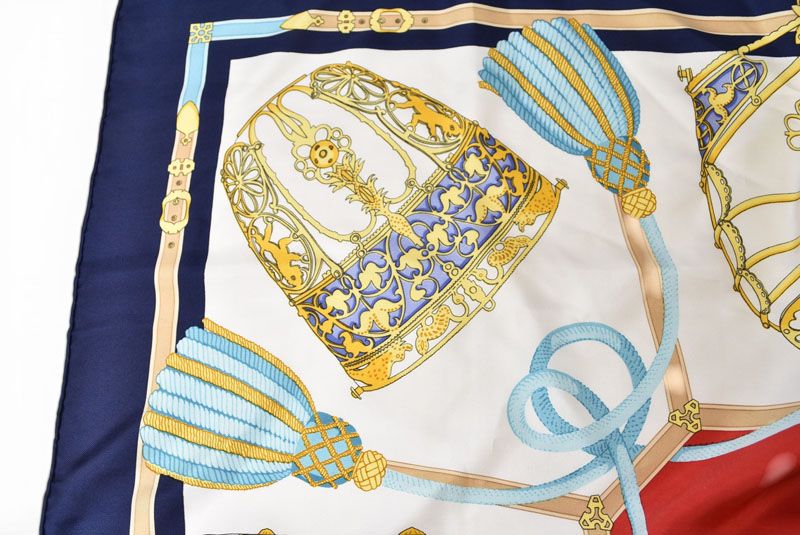 エルメス スカーフ カレ90 LES MUSEROLLES/鼻革 HERMES シルク100