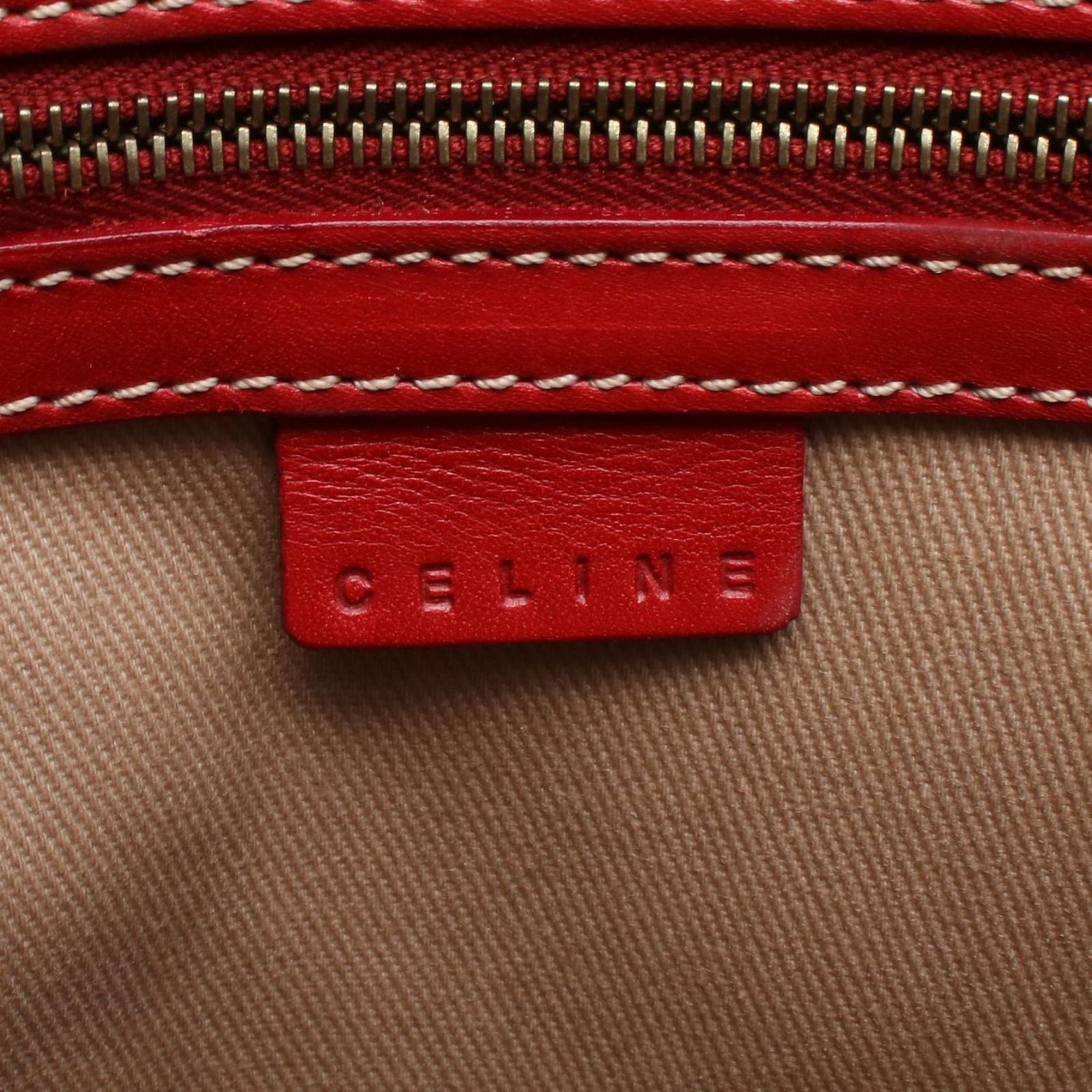 セリーヌ CELINE ショルダーバッグ マカダム ベージュ/レッド PVC 
