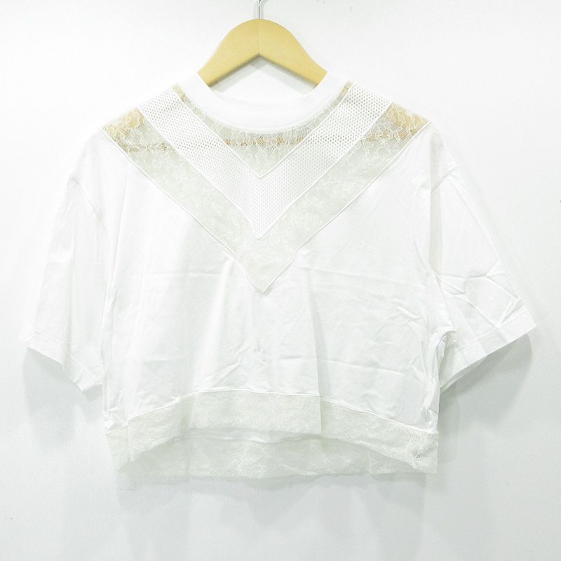 【三重本店】 中古 BURBERRY London England | バーバリーロンドンイングランド レース切替え半袖Tシャツ 8066320 ホワイト サイズ：XS 【112】