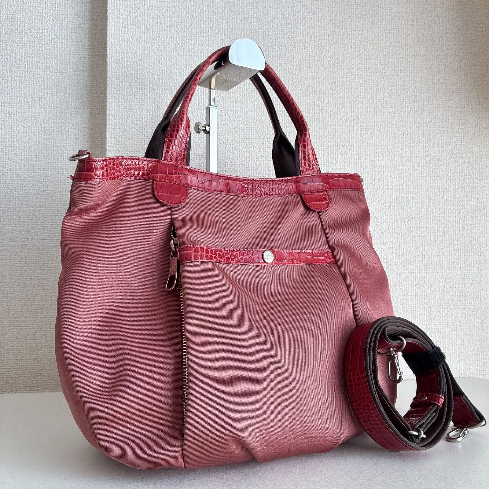 IBIZA イビサ クロコダイル型押し ナイロン トートバッグ 2way 84/16 