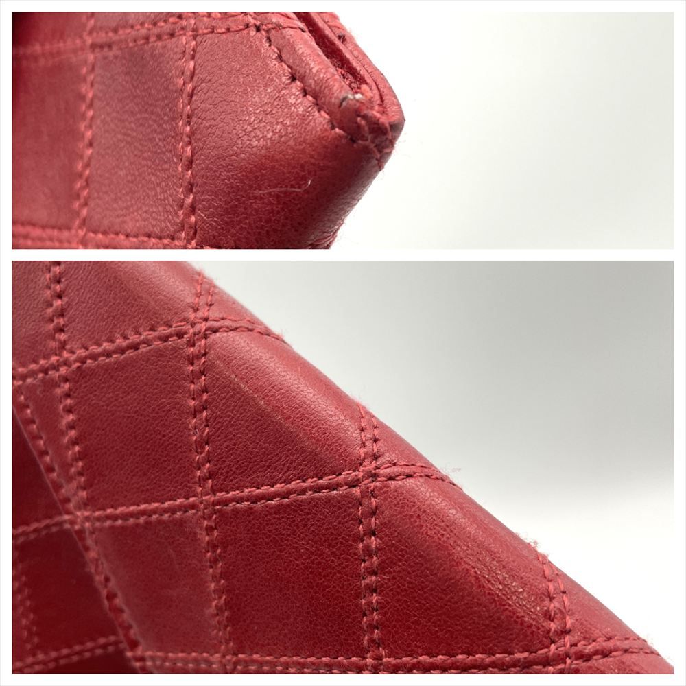 シャネル CHANEL ビコローレ 長財布 ラムスキン レッド ゴールド金具