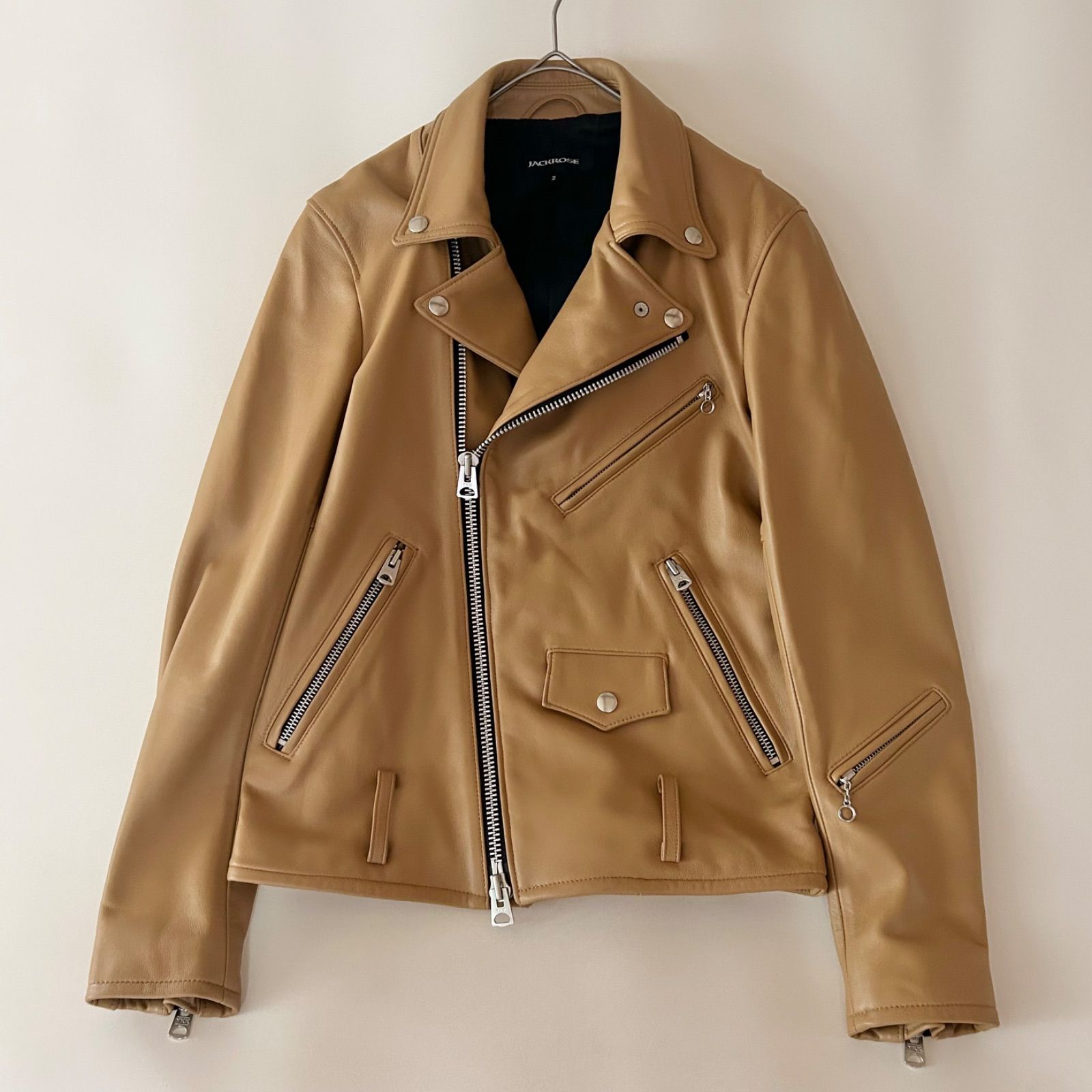 美品◆ジャックローズ ダブルライダース ラムレザー ジャケット Lサイズ ジャックローズ JACKROSE ダブルライダースジャケット 羊革 ラムレザー
