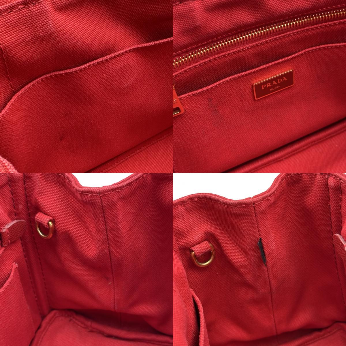 プラダ PRADA カナパバッグ 1BG439 レッド キャンバス レディース 