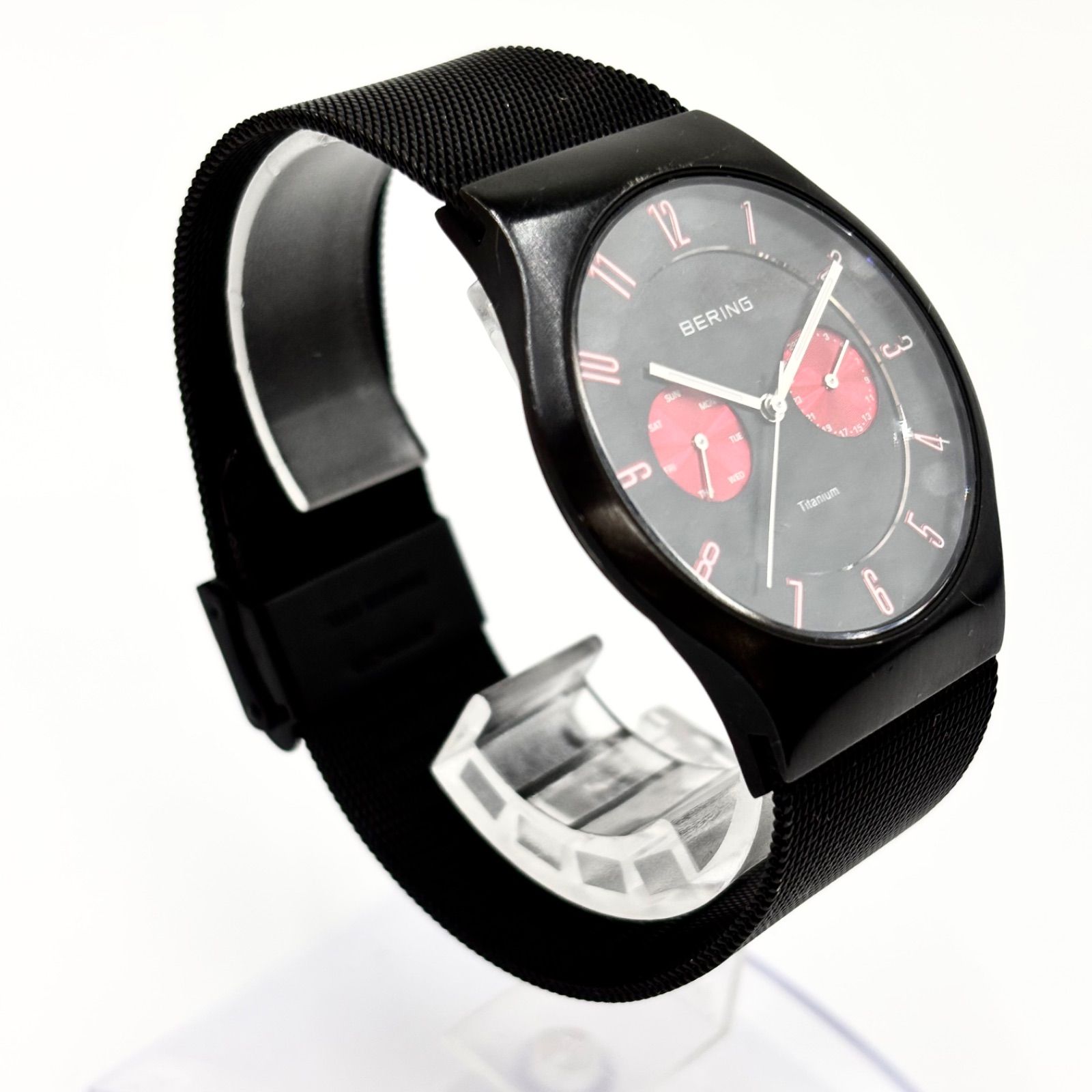 稼動/美品】BERING ベーリング ブラック文字盤 クォーツ メッシュ 