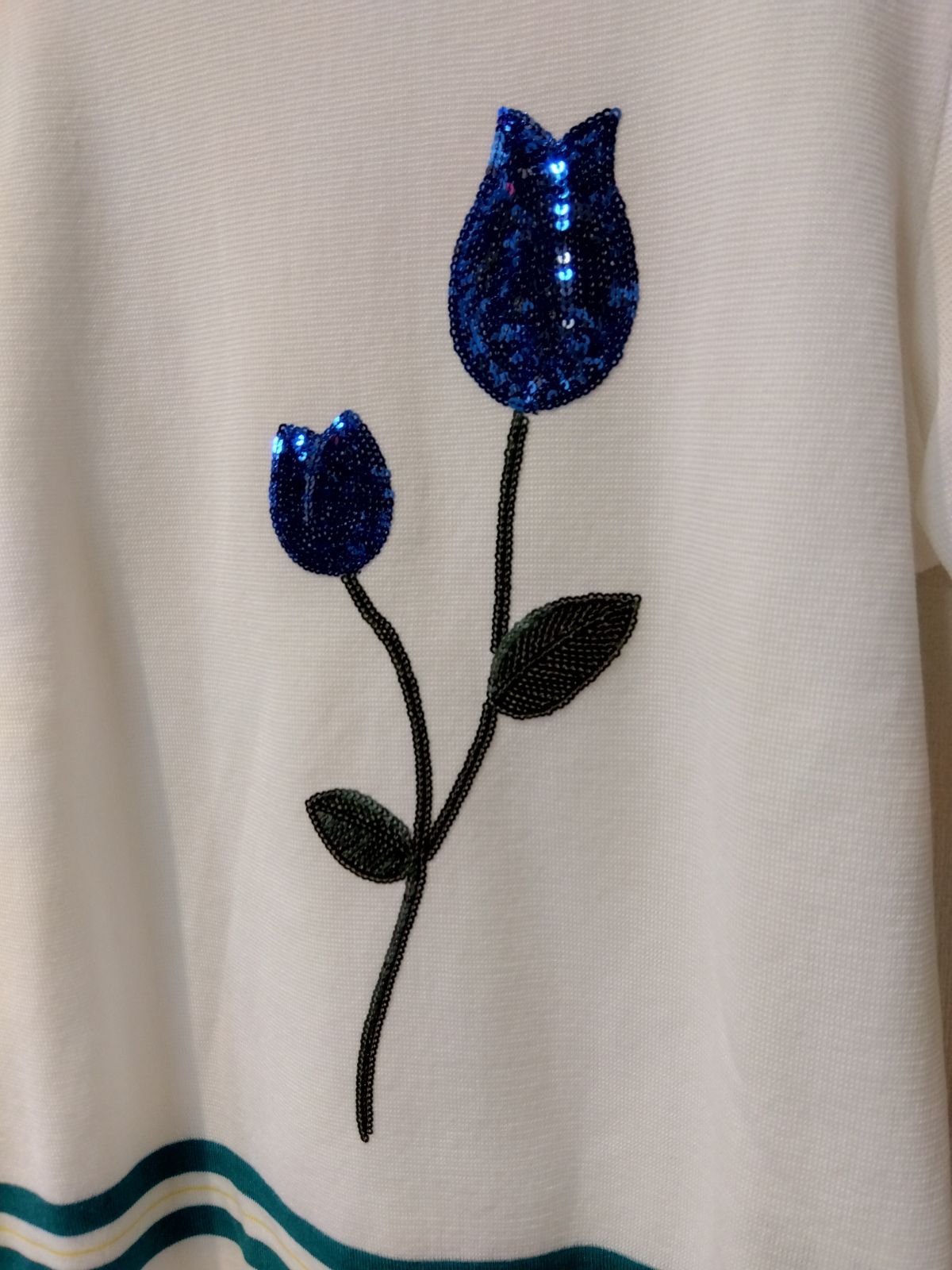 M’S GRACY ニット スパンコール 花刺繍 トップス 38 白 グレー M20【美品】M'S GRACY エムズグレイシー トップス ニット 白 花