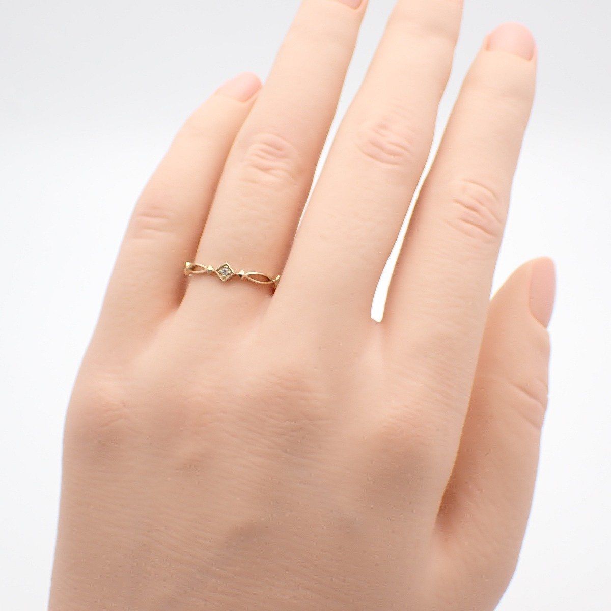 【美品】ete K10 1粒ダイヤモンド リング ♯9 ete エテ リング 指輪 K10/ダイヤモンド0.01ct 9号【いおき質店