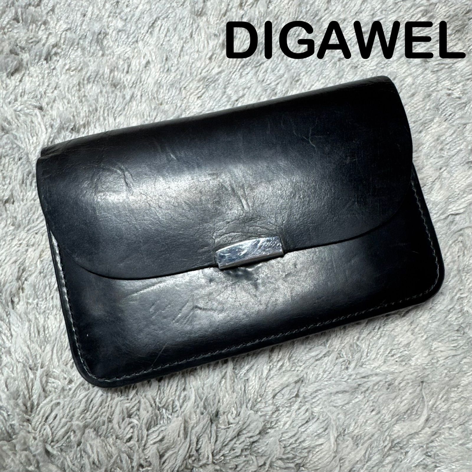 DIGAWEL ディガウェル 二つ折り財布 本革 レザー ブラック - メルカリ