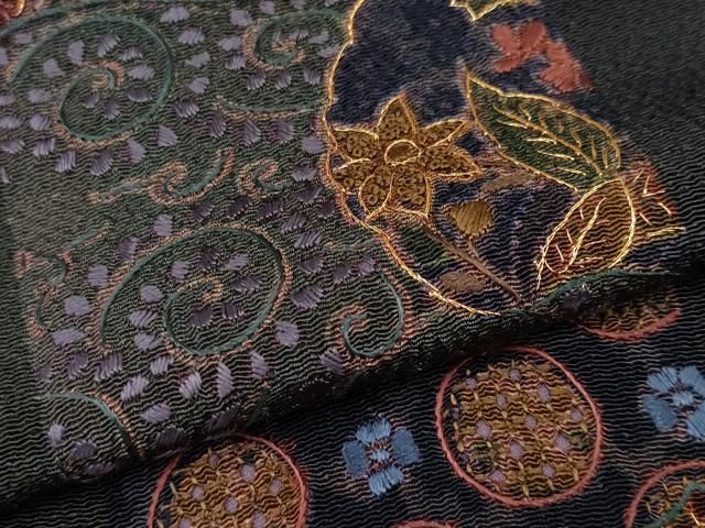 平和屋着物●極上　中国三大刺繍　スワトウ相良刺繍　総刺繍　訪問着　花唐草文　金糸　鬼しぼ縮緬　やまと誂製　逸品　CYAA4722s6 平和屋着物○極上 中国三大刺繍 スワトウ相良刺繍 総刺繍 訪問着 花