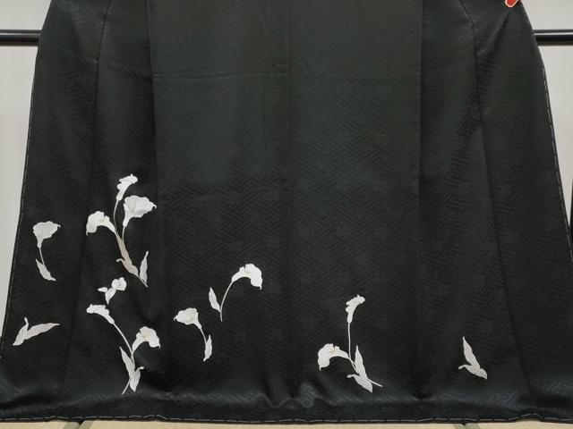 平和屋着物○極上 訪問着 総刺繍 カラー 黒地 逸品 未使用 CYAA4937s6
