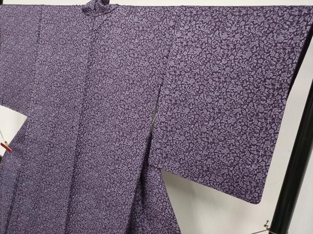 平和屋着物●極上　小紋　更紗唐草文　深紫色地　逸品　未使用　CYAA5001s6 平和屋着物○極上 小紋 更紗唐草文 深紫色地 逸品 未使用 CYAA5001s6