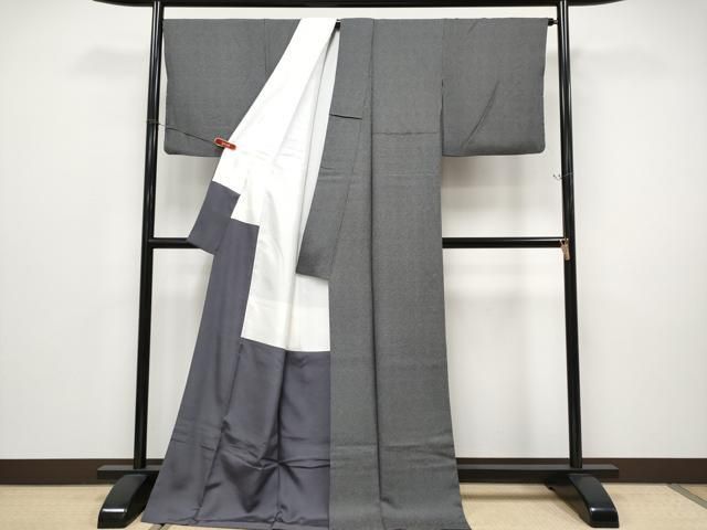平和屋着物○極上 伝統工芸師 服部光擴 江戸小紋 角通し 黒地 逸品