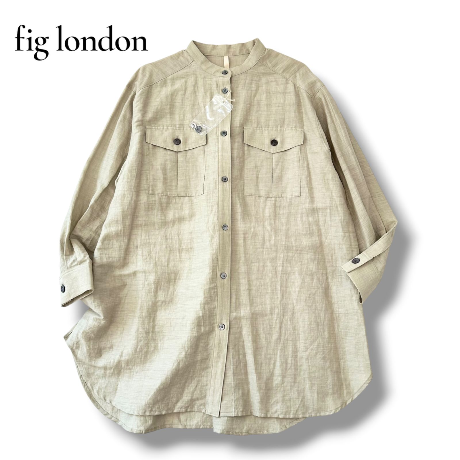 fig london フィグロンドン ラミー バンドカラー シャツ ブラウス 