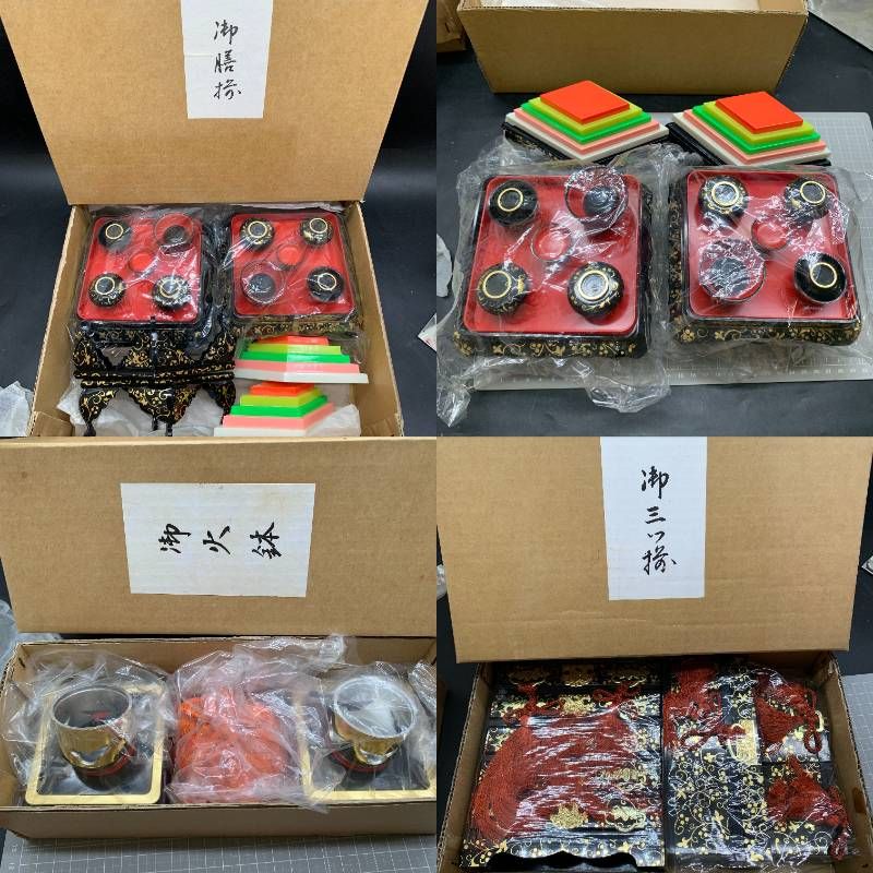 Q416 雛道具 雛人形/ひな人形用 お膳揃い オリジナル雛人形 未使用保管 