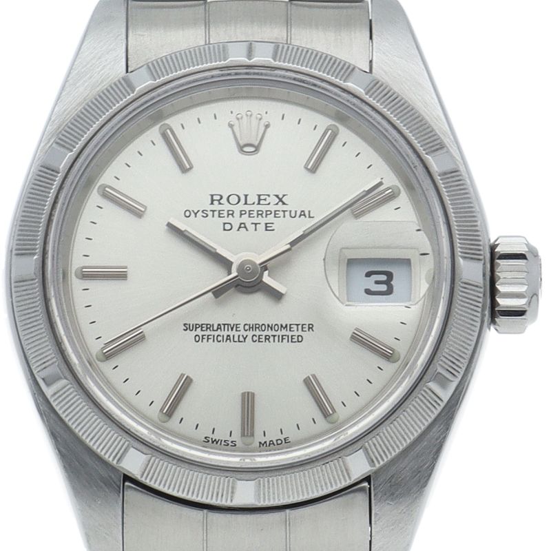 ロレックス オイスターパーペチュアルデイト レディース時計 OH済 Oyster Perpetual Date 79190(K) 箱 保証書 SS レディース時計 シルバー OH・仕上げ済 2001年 美品 【中古】 ロレックス オイスターパーペチュアルデイト レディース時計 OH済
