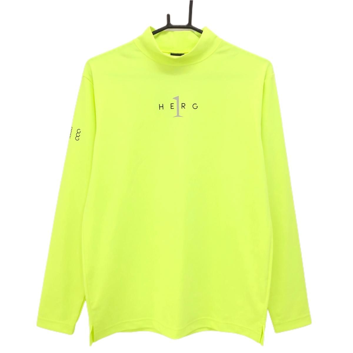 【新品】エルグワン 長袖ハイネックシャツ 蛍光イエロー 袖下メッシュ ストレッチ UVカット メンズ M ゴルフウェア HERG1 ゴルフ 【新品】エルグワン 長袖ハイネックシャツ 蛍光イエロー 袖下