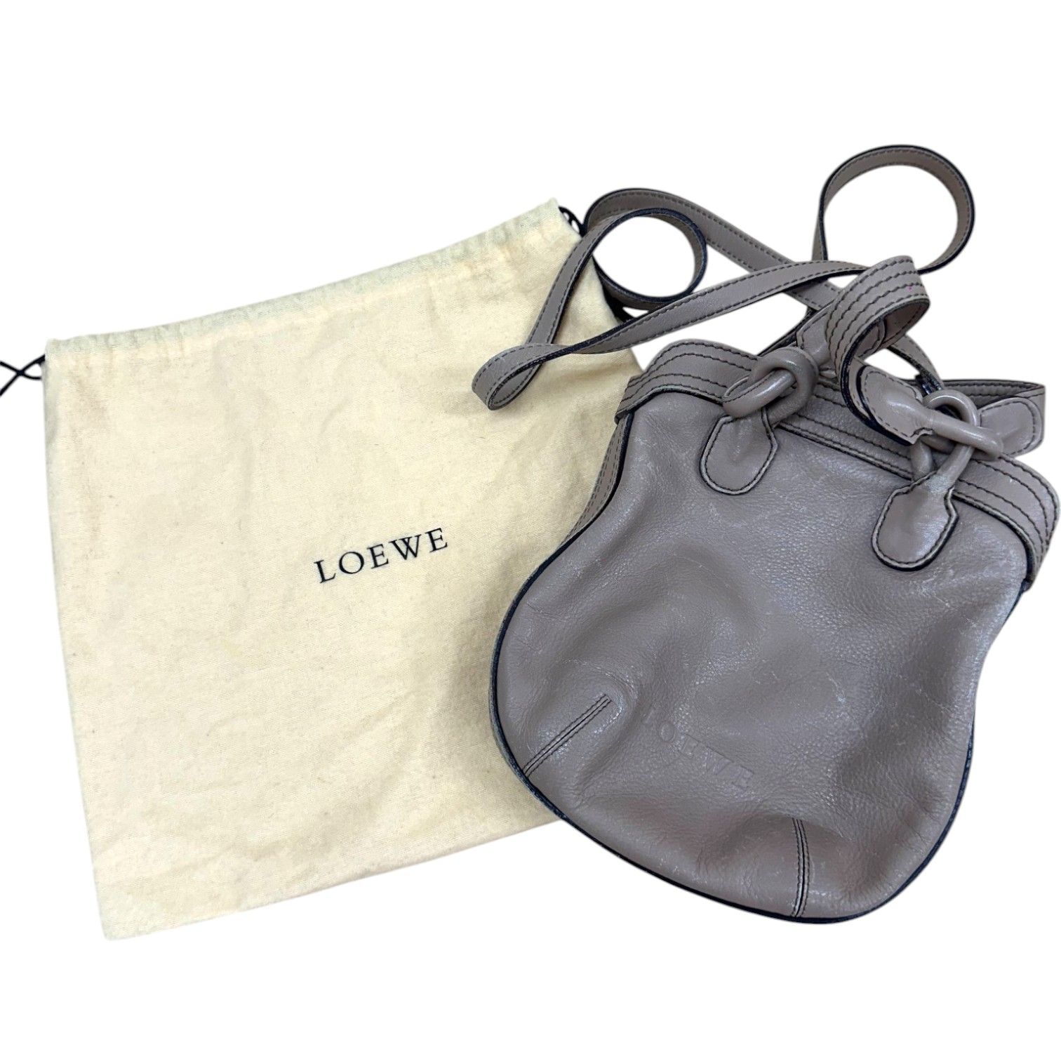 LOEWE ロエベ ショルダーバッグ ベージュ 革 レザー - メルカリ