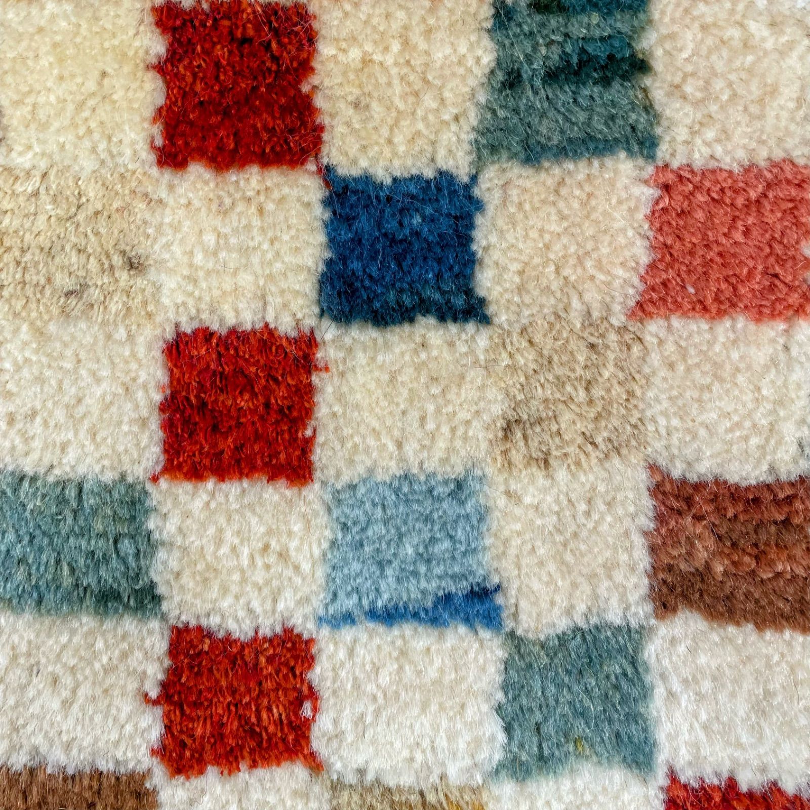 本場 イラン産 手織り 座布団 ギャッベ 本物 ペルシャ 35×37cm 角 色 