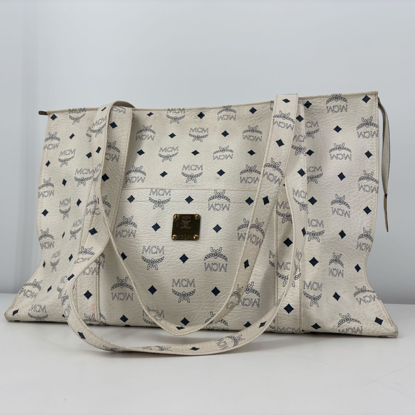 MCM トートバッグ ショルダーバッグ 白 レザー ヴィセトス / MCM Tote Bag Shoulder Bag White Leather Visetos
