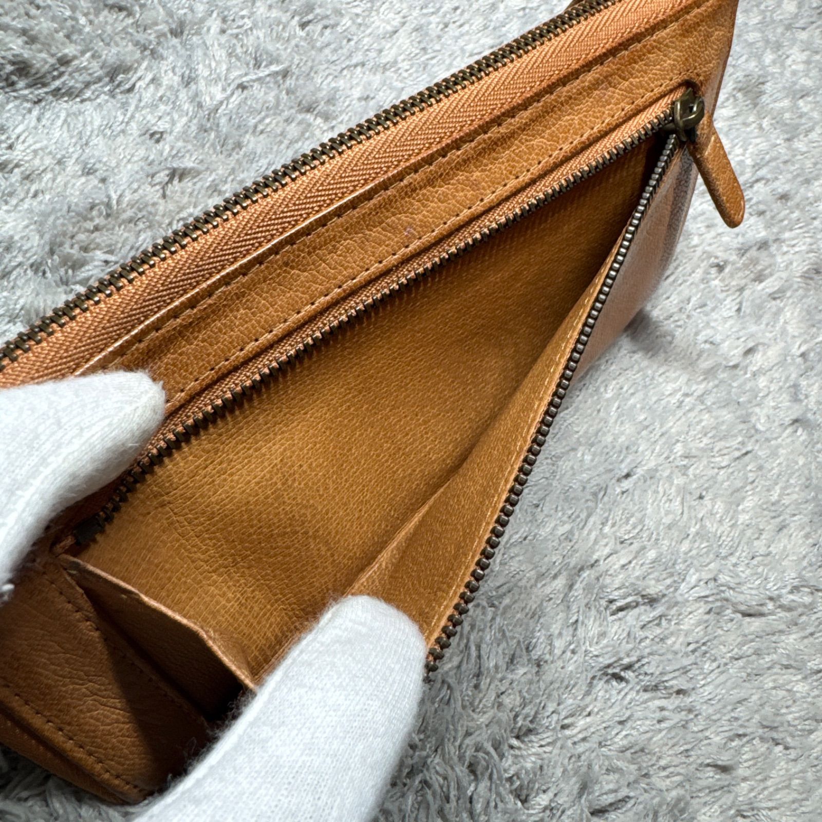 genten ゲンテン 長財布 本革 レザー L字ファスナー ブラウン - メルカリ