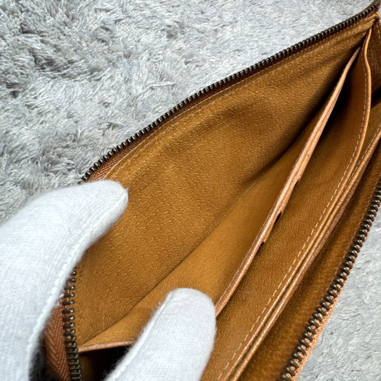 genten ゲンテン 長財布 本革 レザー L字ファスナー ブラウン - メルカリ