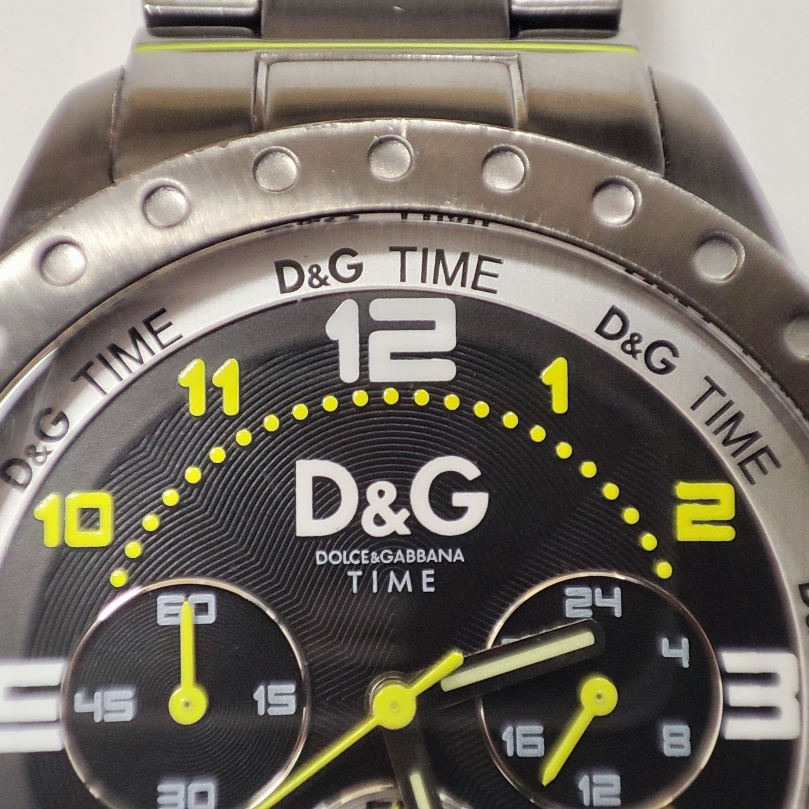 D&G TIME クロノグラフ メンズ腕時計 電池交換済/QZ稼働 メタリック系 