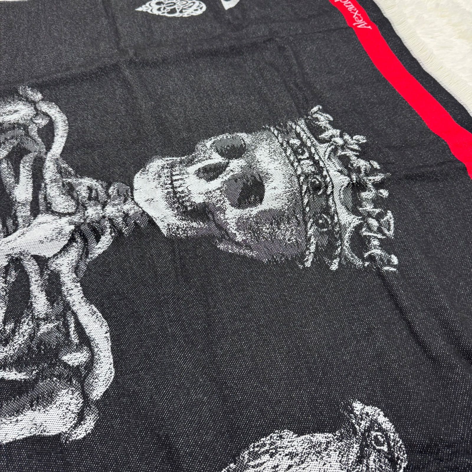 ✨Aランク Alexander McQueen 大判 スカーフ ブランケット ひざ掛け 
