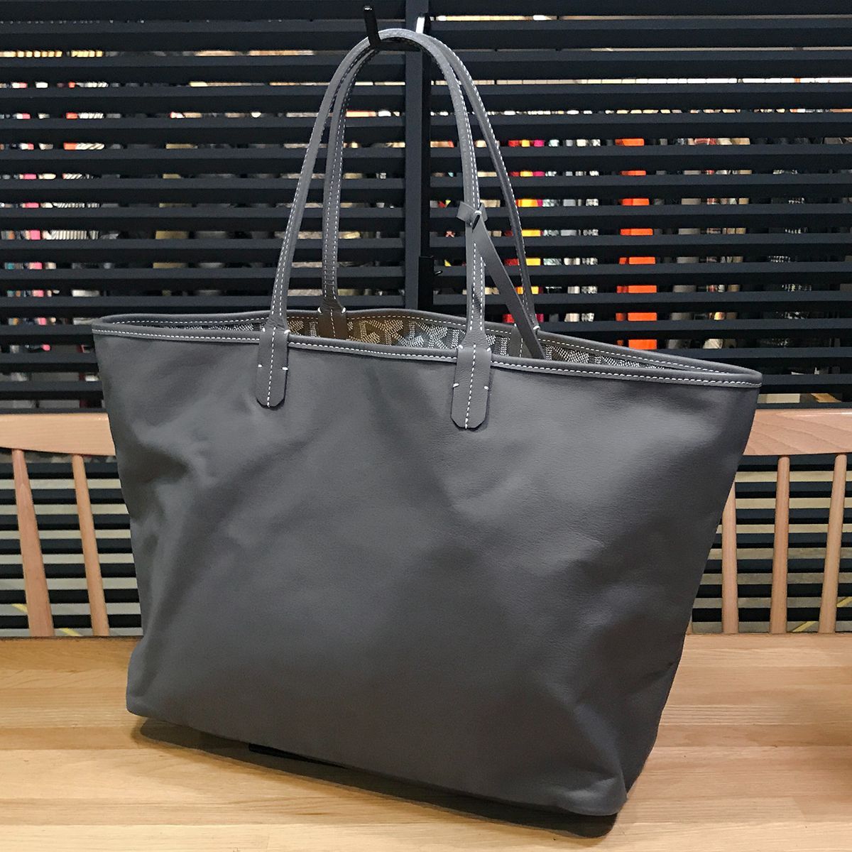 超美品 ゴヤール アンジュPM リバーシブル トートバッグ グレー レザー 
