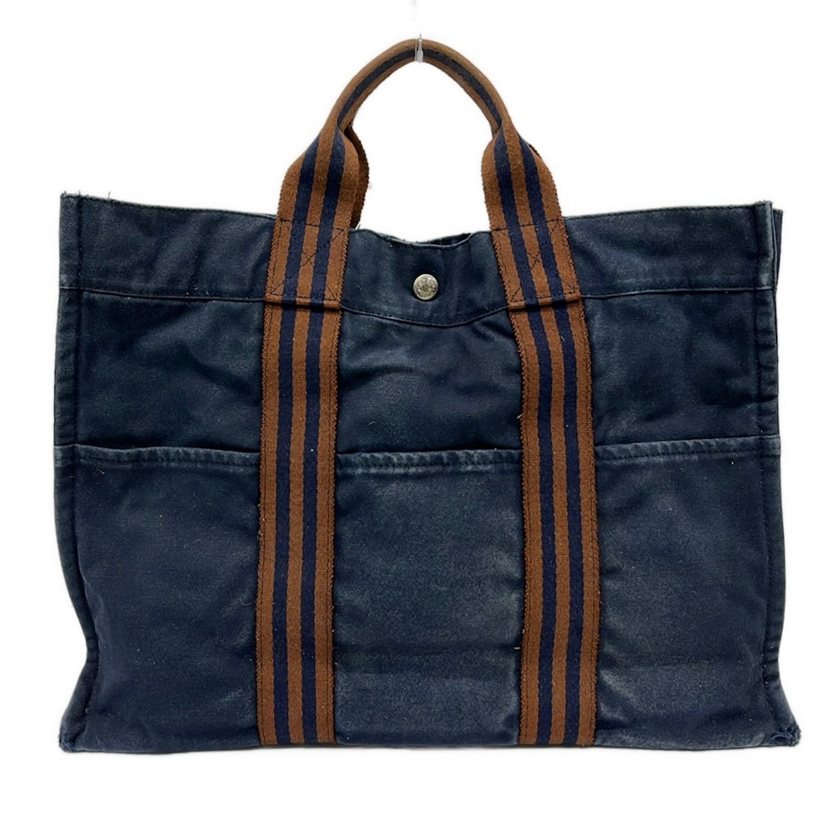 HERMES(エルメス) トートバッグ フールトゥトートMM ネイビー×ブラウン 